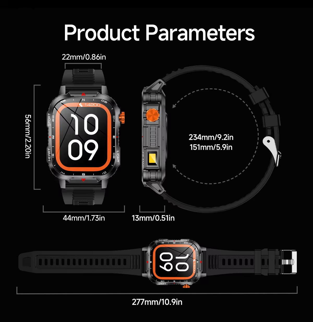 MAX68 Smart Watch – 2.01" TFT, IP68, Sports, Outdoor, Wireless Call, Flashlight