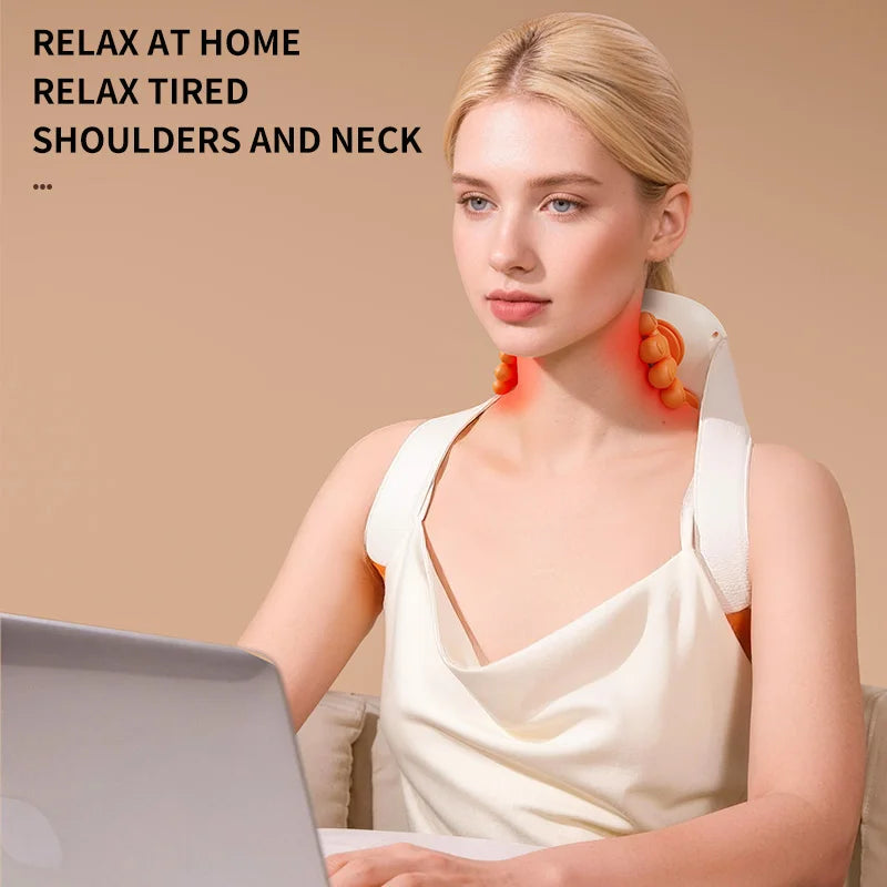 Portable Shiatsu Neck & Shoulder Massager with Heat – Electric Kneading Pillow