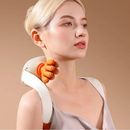Portable Shiatsu Neck & Shoulder Massager with Heat – Electric Kneading Pillow
