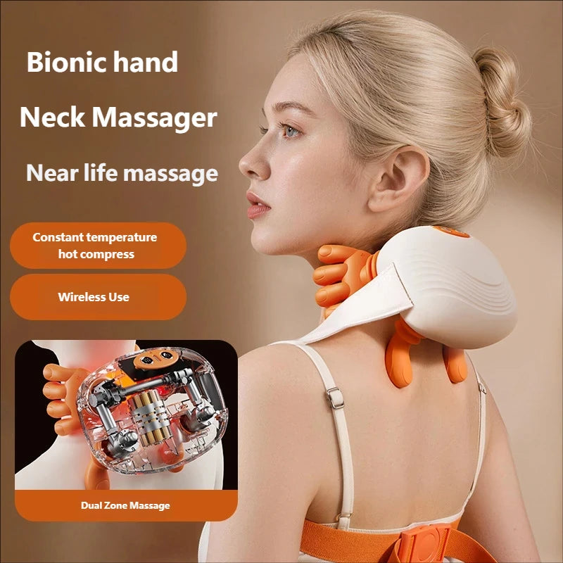 Portable Shiatsu Neck & Shoulder Massager with Heat – Electric Kneading Pillow