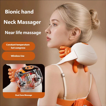 Portable Shiatsu Neck & Shoulder Massager with Heat – Electric Kneading Pillow