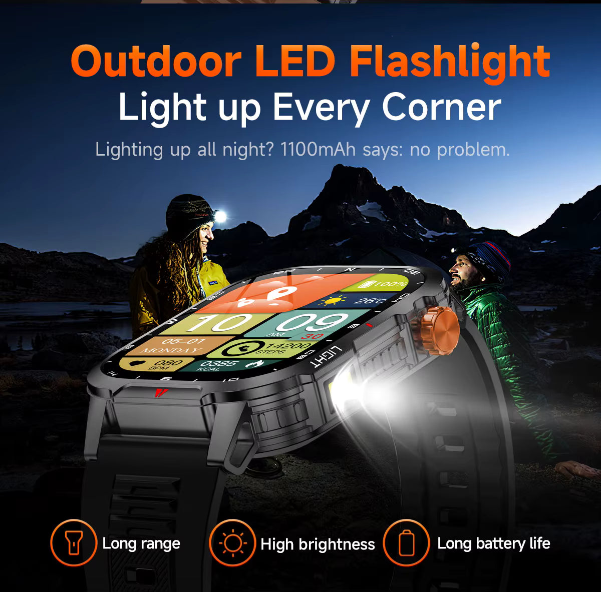 MAX68 Smart Watch – 2.01" TFT, IP68, Sports, Outdoor, Wireless Call, Flashlight