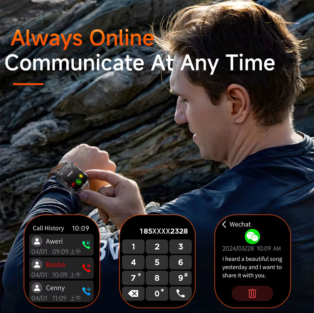 MAX68 Smart Watch – 2.01" TFT, IP68, Sports, Outdoor, Wireless Call, Flashlight