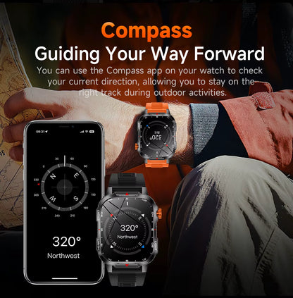 MAX68 Smart Watch – 2.01" TFT, IP68, Sports, Outdoor, Wireless Call, Flashlight