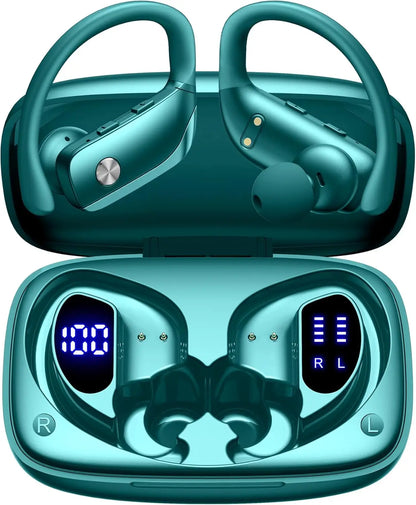 Bluetooth Earbuds – 80H Playtime, LED Display, Over-Ear Hook