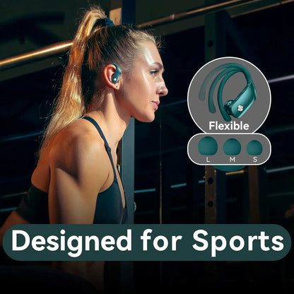 Bluetooth Earbuds – 80H Playtime, LED Display, Over-Ear Hook